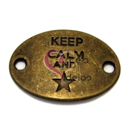 Conta Conector Metal Keep Calm Star - Bronze