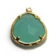 Pendente Latão Lágrima Cristal Turquoise Opal - Dourado (15 x 18 mm)