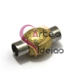 Fecho Metal [Aço Inox] Bolinha Dourada - Prateado (4 mm)
