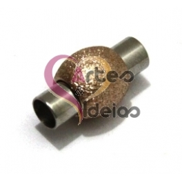 Fecho Metal [Aço Inox] Bolinha Dourada Rosa - Prateado (4 mm)