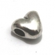 Conta Metal Coração Liso - Prateado (3 mm)