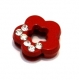 Conta Metal Flor com Brilhantes - Vermelho (8 x 1.5 mm)