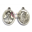 Pendente Metal Medalha N. S. Guadalupe e S. José Escriva - Prateada (26 x 17 mm)
