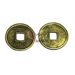 Pendente Metal Moeda Antiga da China - Dourado Velho (24 mm)