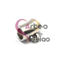 Conta Metal Tubinho com Argola - Prateado (3 mm)
