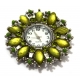 Mostrador de Relógio Flor de Cristais Verdes