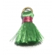 Pompom de Seda com Argola - Verde Claro com Rosa (20 mm)