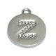 Pendente Metal Tipo Aço Medalha Letra Z Brilhante - Prateado (20 mm)