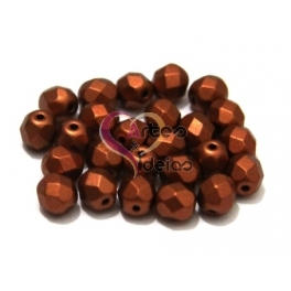 Pack Contas Facetadas da Bohemia - Red Copper Mat (6 mm) - [25 unds]