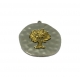 Pendente Metal Medalha com Árvore - Prateado com Dourado (45mm)