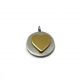 Pendente Aço Inox Medalhinha Coração Sobreposto - Prateado e Dourado (12mm)