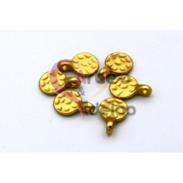 Pendente Zamak Mate Mini Medalha Redonda Martelada (10mm) - Dourado