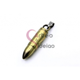 Pendente Metal Bala - Dourado (40x10mm)
