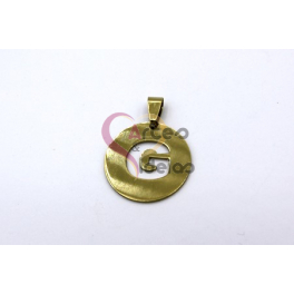 Pendente Aço Inox Medalha Redonda Letra G - Dourado (25mm)