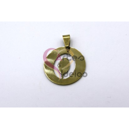 Pendente Aço Inox Medalha Redonda Letra O - Dourado (25mm)