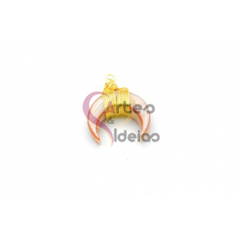 Pendente Meia Lua Madreperola com Aço Dourado - Rosa Pessego Mesclado (20mm)