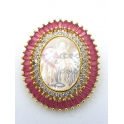 Pendente AQ Nossa Senhora Madreperola Cristais Rosa Velho - Dourado (33x28mm)