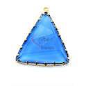Pendente Latão AQ Triangulo Cristal Azul Celeste - Dourado (35x30mm)