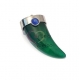 Pendente Aço Inox Dente Verde com Azul - Prateado (30x15mm)