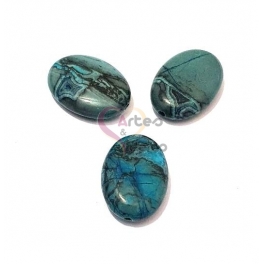 Pedra Semi-Preciosa Ovalada Azul Turquesa Raiada (18x13)
