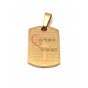 Pendente Aço Inox Medalha Oração - Dourado (20x15mm)