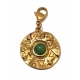 Pendente Aço Inox com Mosquetão Azteca Pedra Verde - Dourado (21mm)