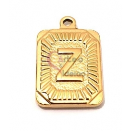 Pendente Aço Inox Dupla Face Letra Z - Dourado (25x16mm)