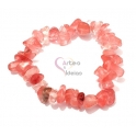 Pulseira Elástica Pedras Semi_Preciosas Cascalho - Quartzo Cristal Rosa