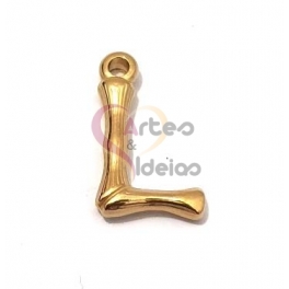 Pendente Aço Inox Letra L - Dourado (20mm)