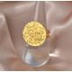 Anel Aço Inox Ajustável Circulo Martelado - Dourado