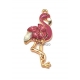 Pendente Latão Flamingo Cristais Fuchsia - Dourado (32x14mm)