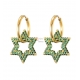 Brincos Aço Inox Estrelas de Zircónias Verdes - Dourado