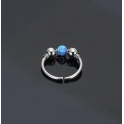 Ear Piercing Aço Cirurgico Azul Opal - Prateado