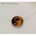 Fio Aço Inox Donuts Pedra Yellow Tiger Eye - Prateado