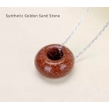 Fio Aço Inox Donuts Pedra Golden Sand Stone - Prateado