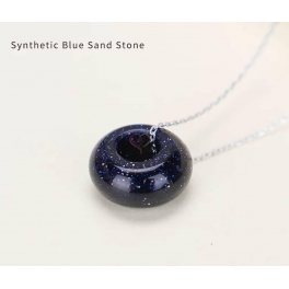 Fio Aço Inox Donuts Pedra Blue Sand Stone - Prateado