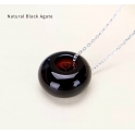 Fio Aço Inox Donuts Pedra Black Agate - Prateado