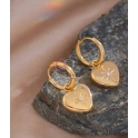 Brincos Aço Inox Argola com Coração Estrelado Zircónia - Dourado