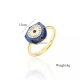 Anel Deluxe Ajustável 14K Eye Azul - Dourado