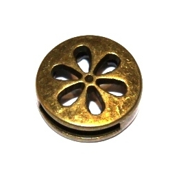 Conta Metal Moeda Flor - Bronze (13 x 2 mm)