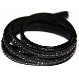 Cabedal Plano c/ Strass - Black (5 mm)