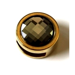 Conta Zamak Moeda c/ Strass Black Diamond - Ouro (10 x 3)