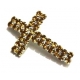 Conta Metal Cruz Brilhantes Gold - Prateada (2 mm)